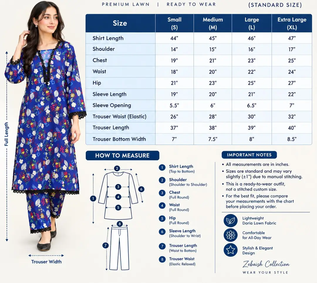 2 PcsWomen's Stitched Crystal Wool Printed Shirt And Trouser