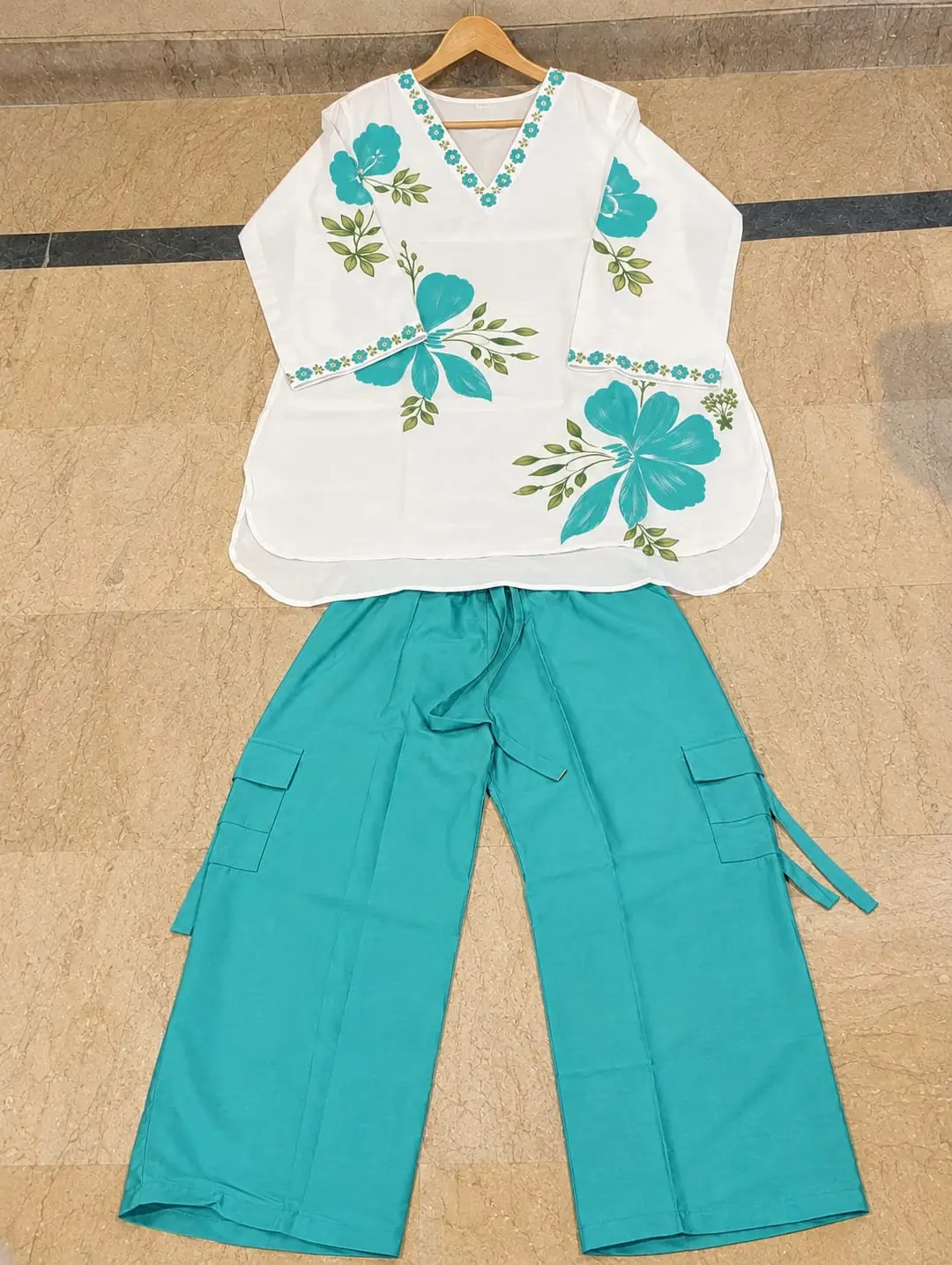 2 Pcs Women's Stitched Grip Printed Shirt And Trouser