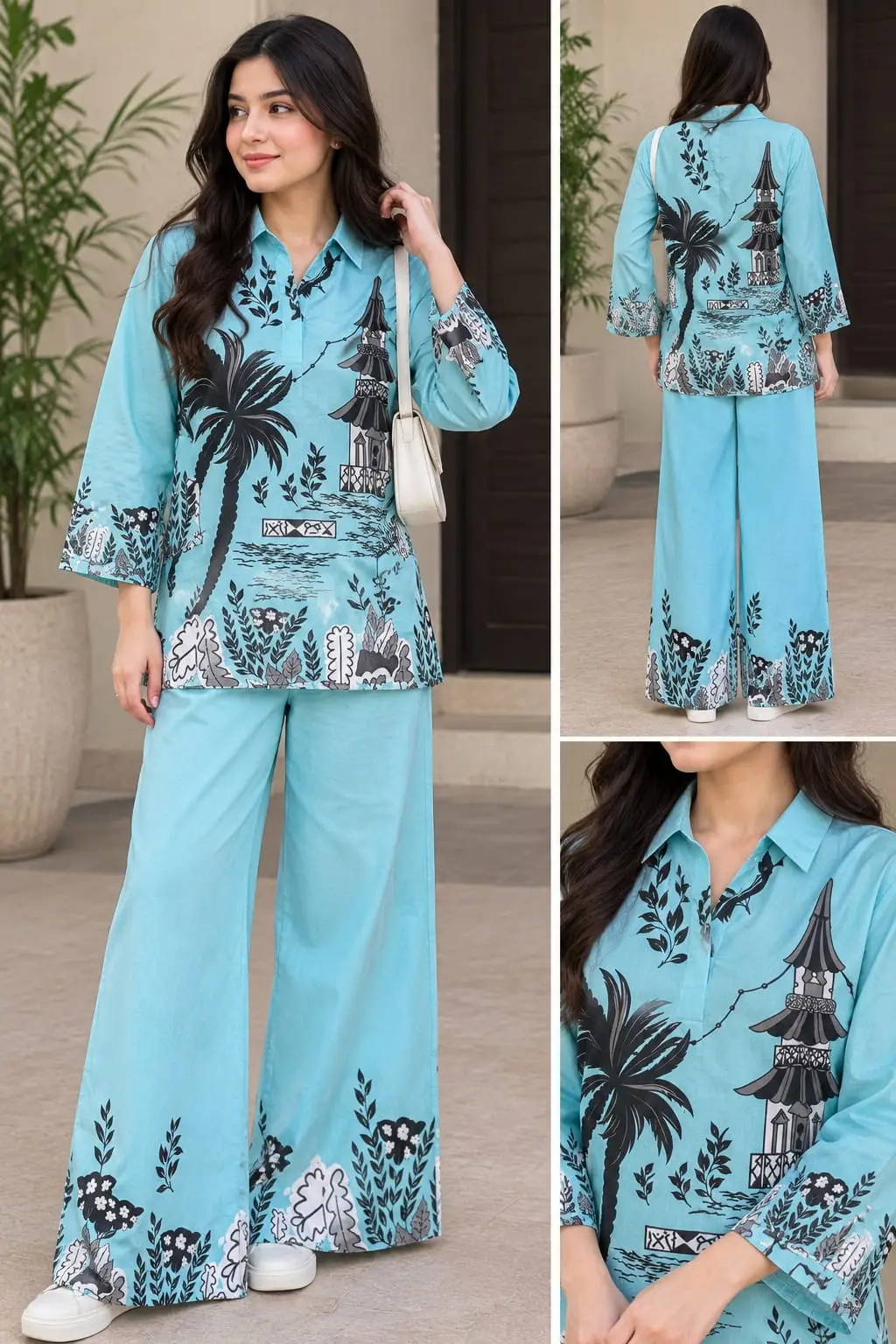 2 Pcs Women's Stitched Grip Printed Co-Ord Set