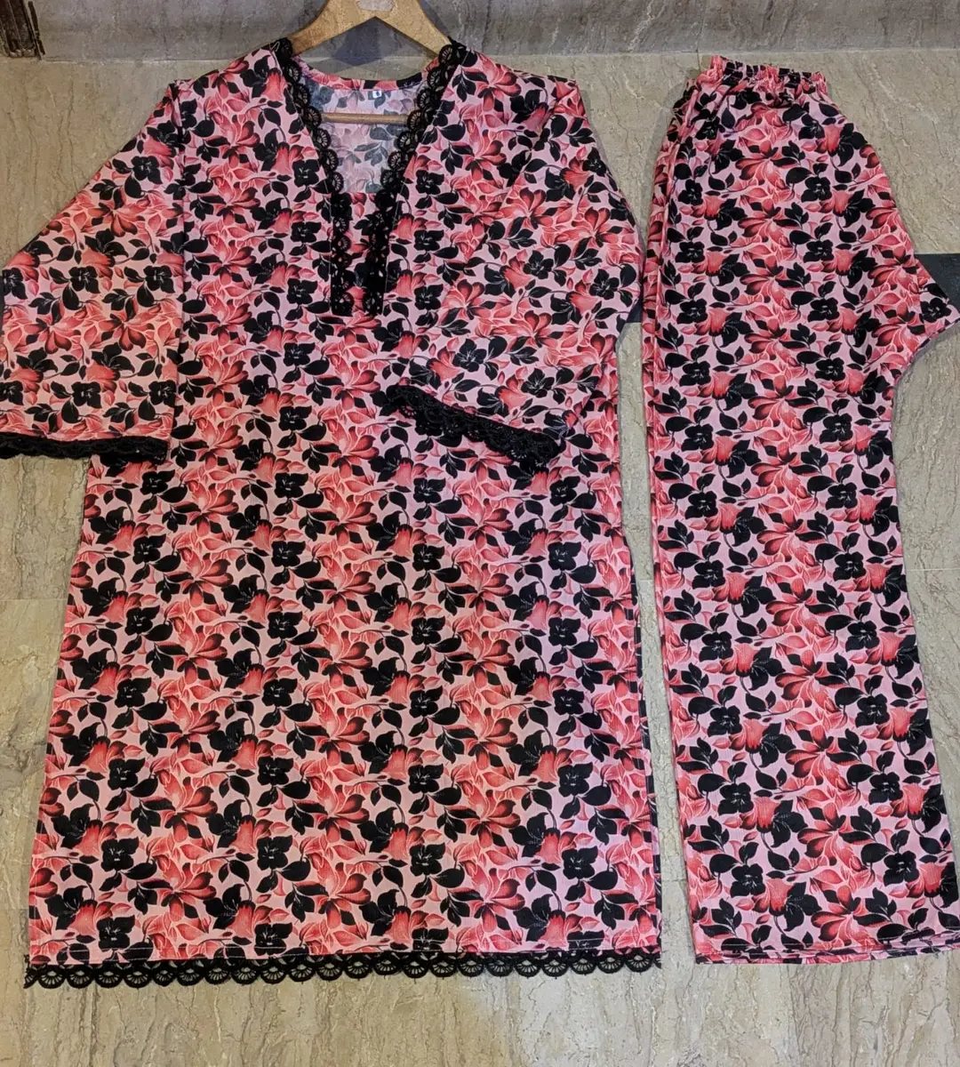 2 Pcs Women's Stitched Printed Shirt And Trouser