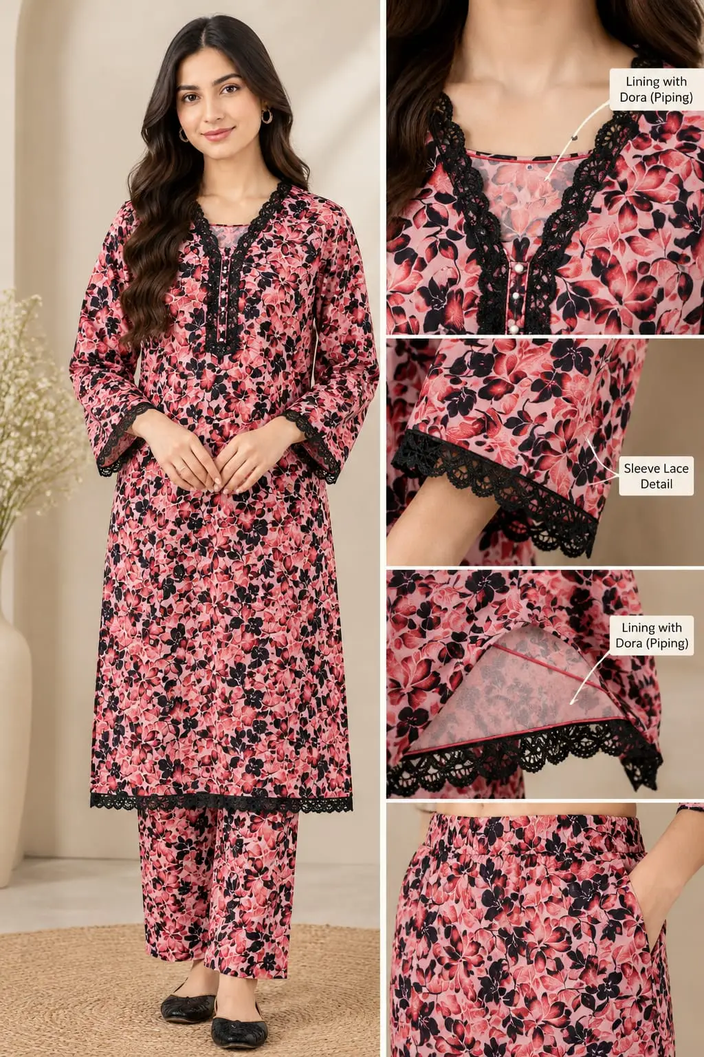 2 Pcs Women's Stitched Printed Shirt And Trouser