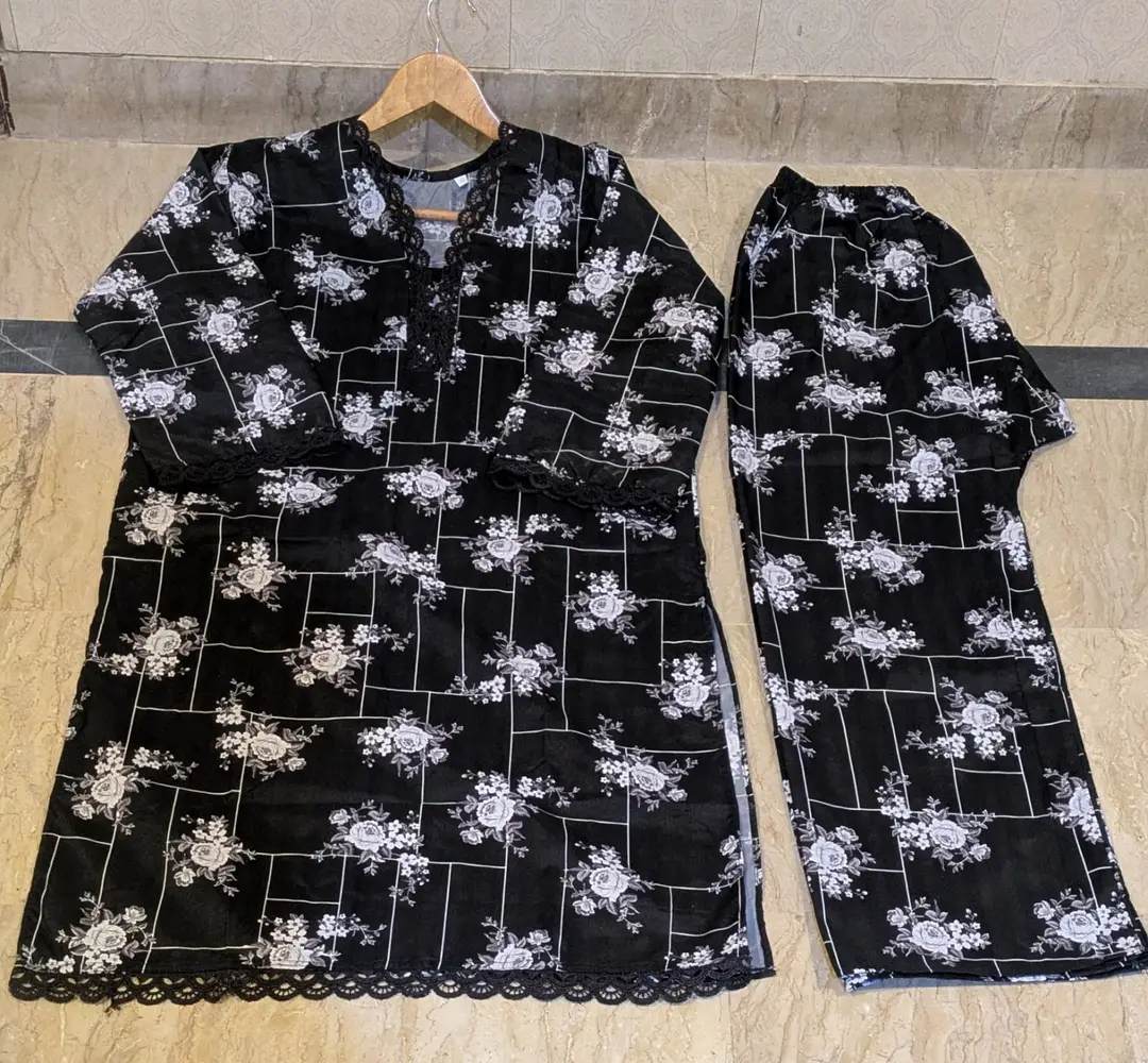 2 Pcs Women's Stitched Printed Shirt And Trouser