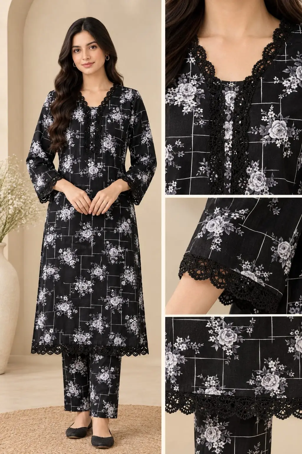 2 Pcs Women's Stitched Printed Shirt And Trouser