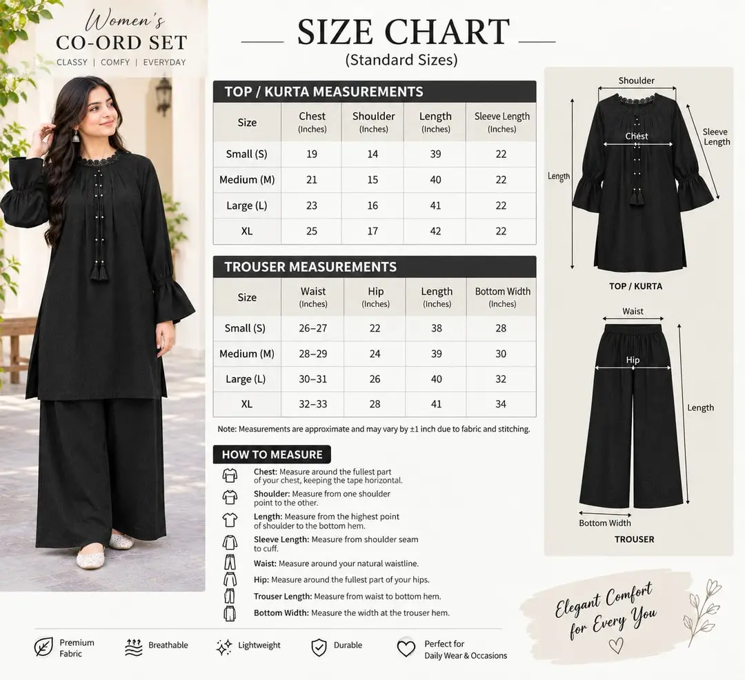 2 Pcs Women's Stitched Grip Plain Co-Ord Set