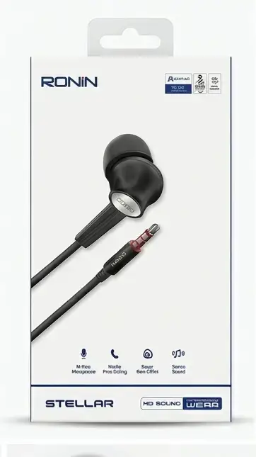 In-built Microphone Wired Earphones Black