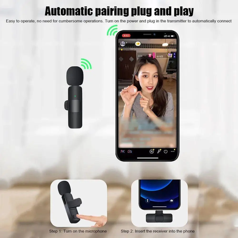 K9 Wireless Vlogging Microphone Black Rechargeable