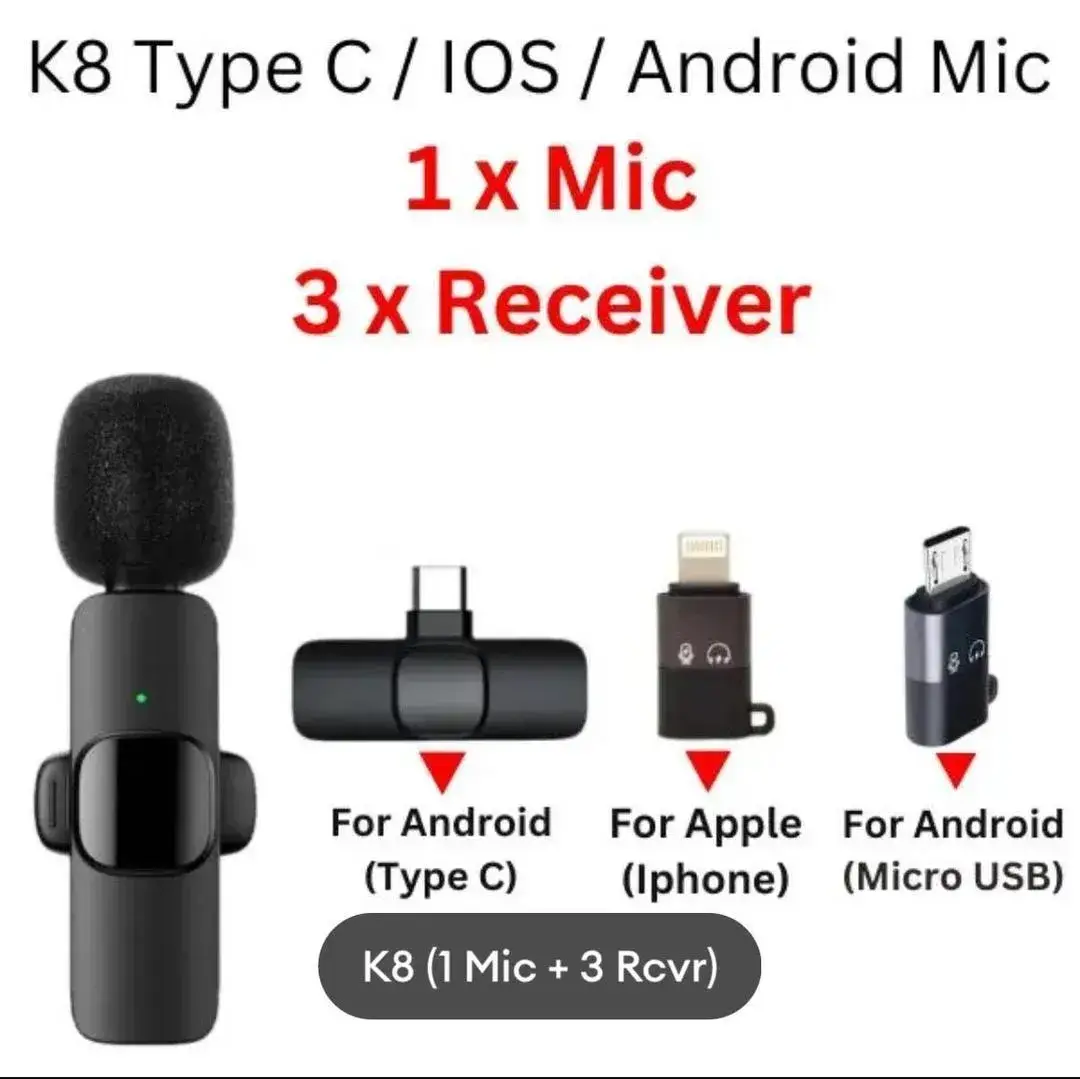 K9 Wireless Vlogging Microphone Black Rechargeable