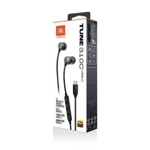 JBL Tune 310C USB-C Wired Handfree Earphones with Mic & Control – Pure Bass Sound