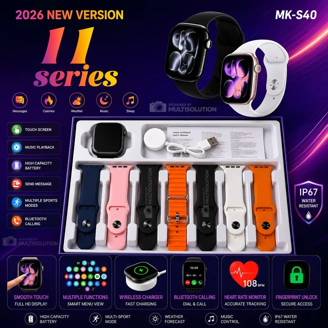Series 11 Smartwatch 7 Straps Bluetooth 5.3 Black