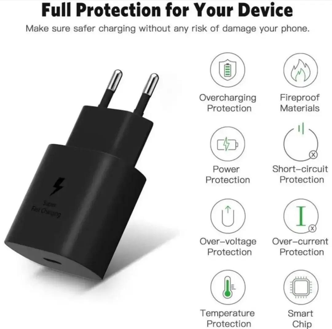 Samsung 25W PD USB-C Charger Black White