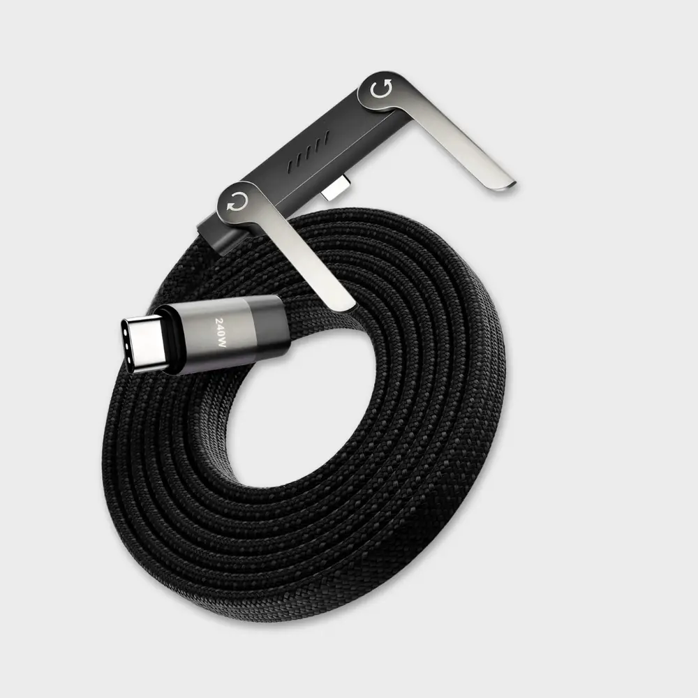240W USB-C to USB-C Fast 1.5 Meter Charging Cable with Foldable Phone Holder
