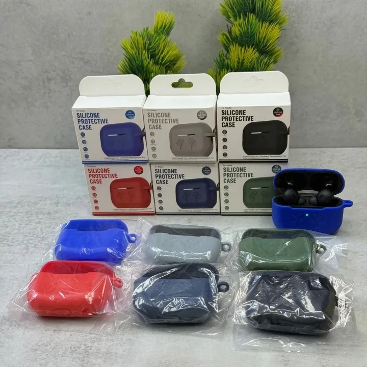 Stylish Silicone Airpods Case - 1 Pcs in Black, Blue, Grey, Pink