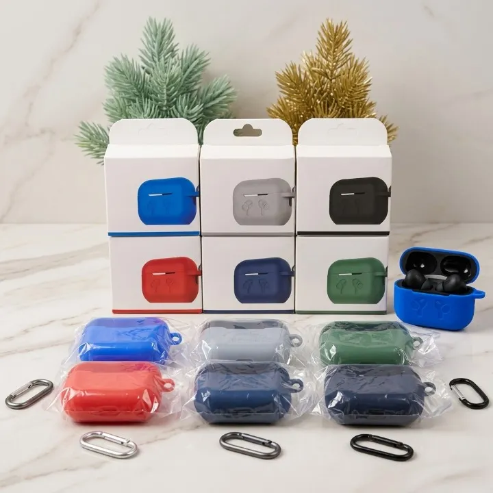Stylish Silicone Airpods Case - 1 Pcs in Black, Blue, Grey, Pink
