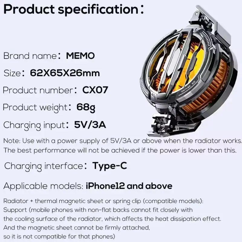 Premium Cooling Radiator for Phones - Black ABS Aluminum