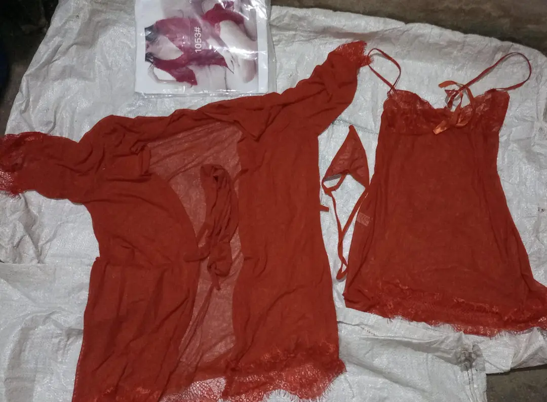 3 Pcs Women's Stitched Soft Net Lace-Work Night Suit / Bridal Nighty (Gown Inner Panty)