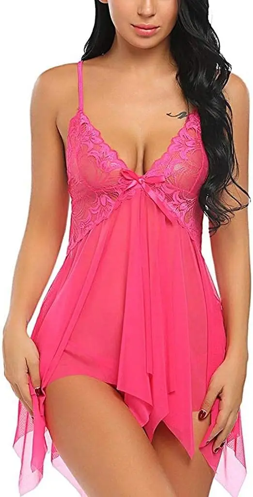 Short Imported Nighty / Net Lace Comfortable And Lightweight Nightwear Set