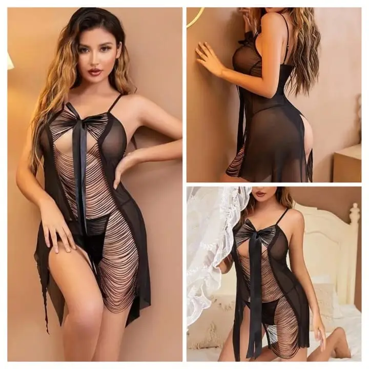 Short Imported  Nighty / Net Lace Comfortable And Lightweight Nightwear Set