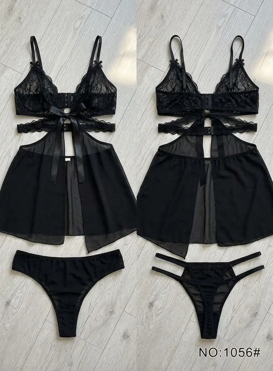 Net Lace Comfortable Short Nighty / Lingerie Set