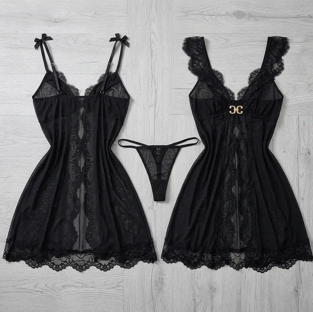 Short Nighty / Net Lace Comfortable Lingerie Set