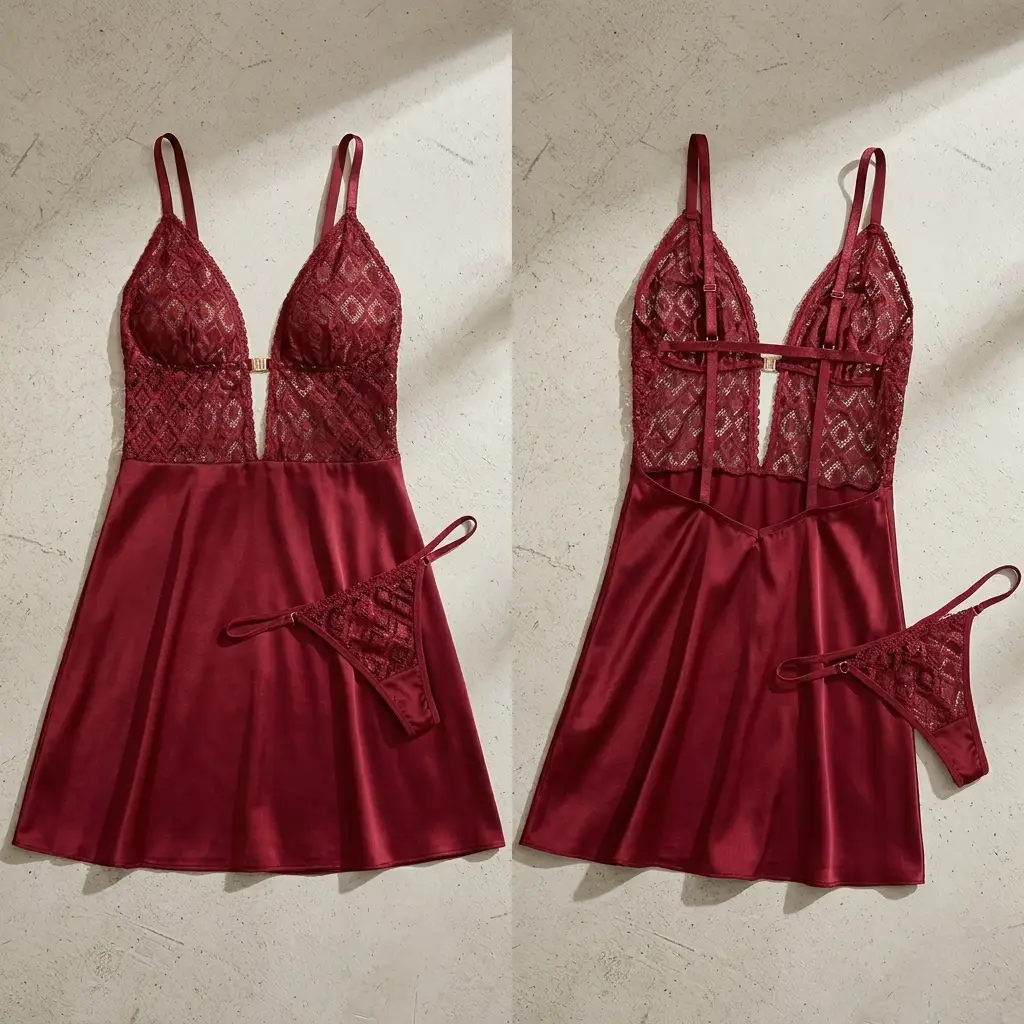 Net Lace Comfortable Short Nighty / Lingerie Set