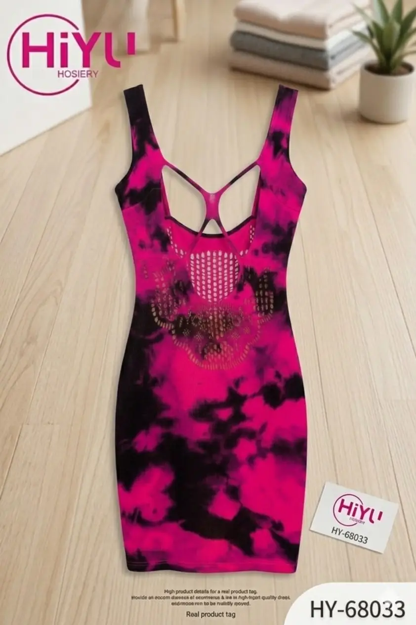 Net Printed Colour Half Body Stocking / Short Nighty