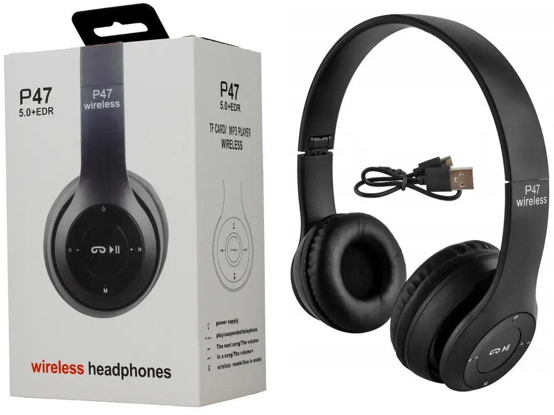 P47 Wireless Headphones Bluetooth Foldable Headset with FM Radio