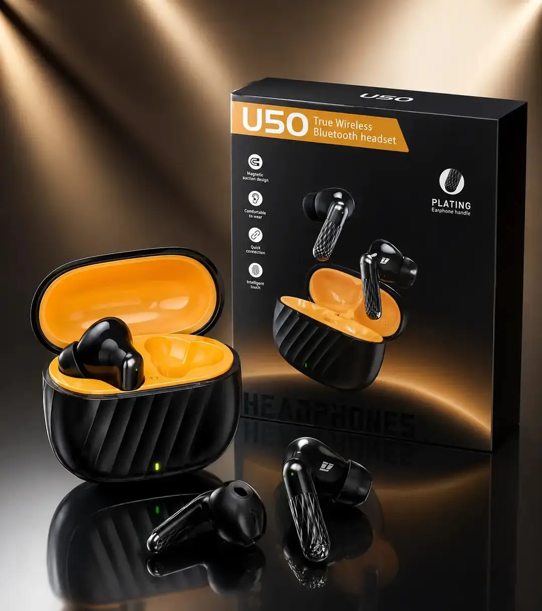 Black Long-Lasting Battery With Fast Charge Earbuds