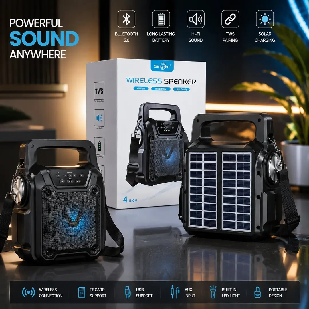Portable Solar Wireless Bluetooth Speaker