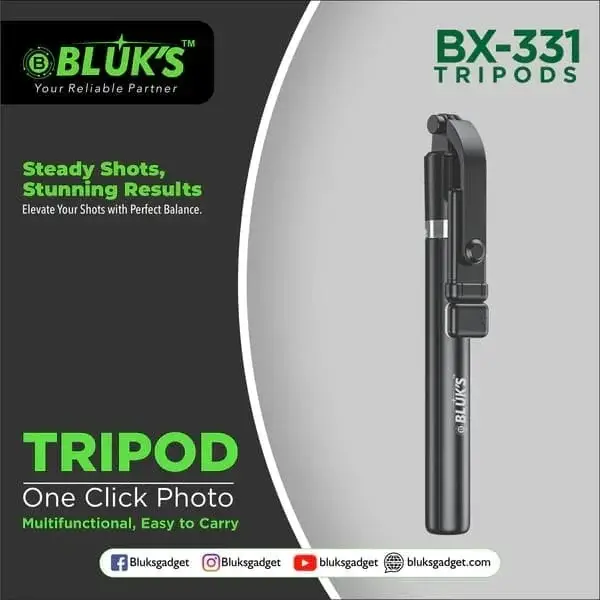 Selfie Stick with Tripod Stand | Bluetooth Remote