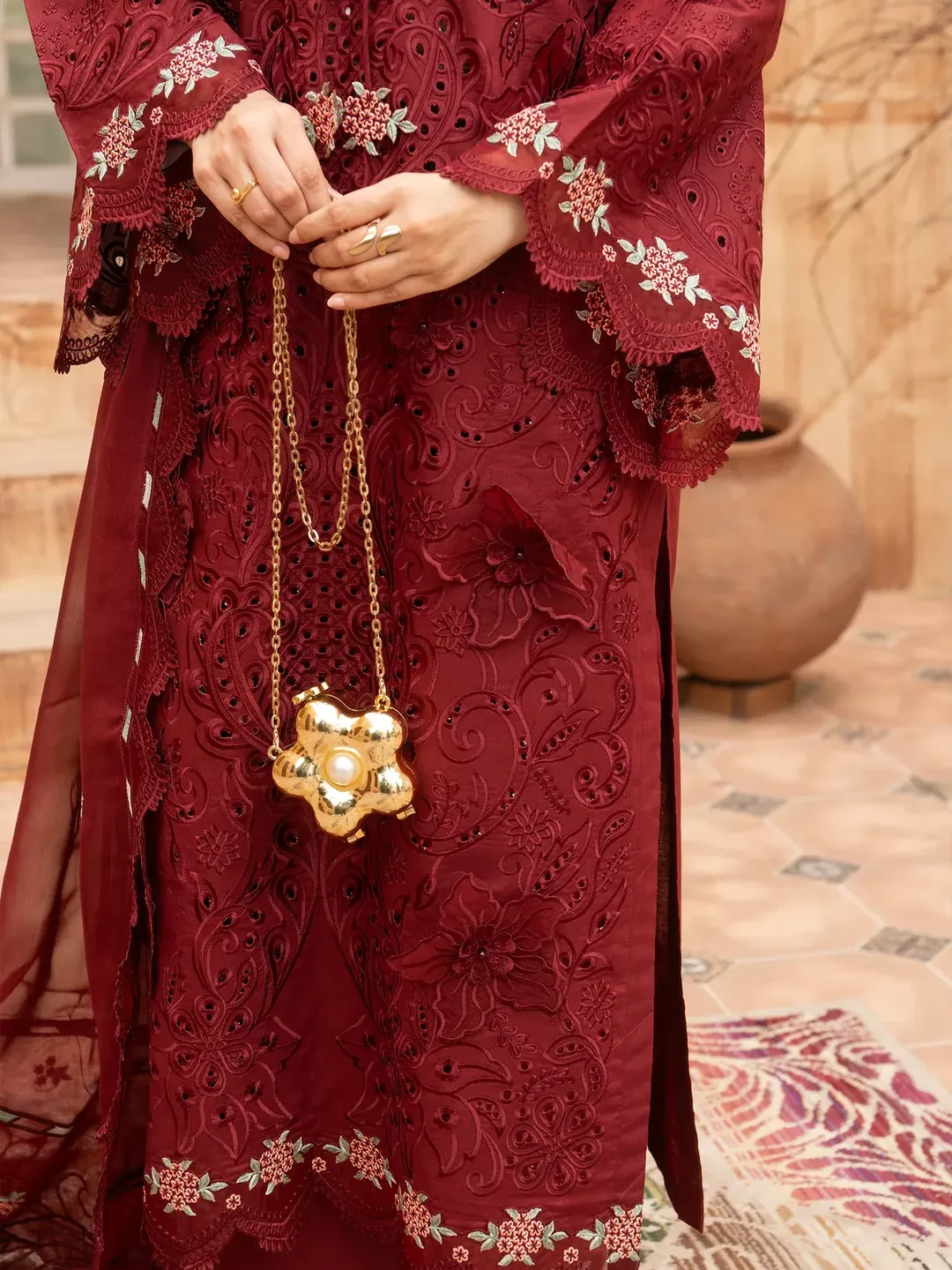 Rukh - U2A Embroidered Premium Lawn Suit - 4 Pcs Set