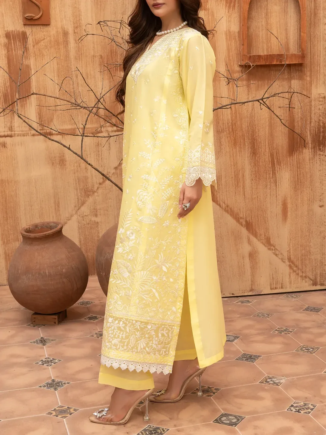 Ziya - U5A Stunning Lemon Embroidered Women's Stitched Suit - 3 Pcs Set