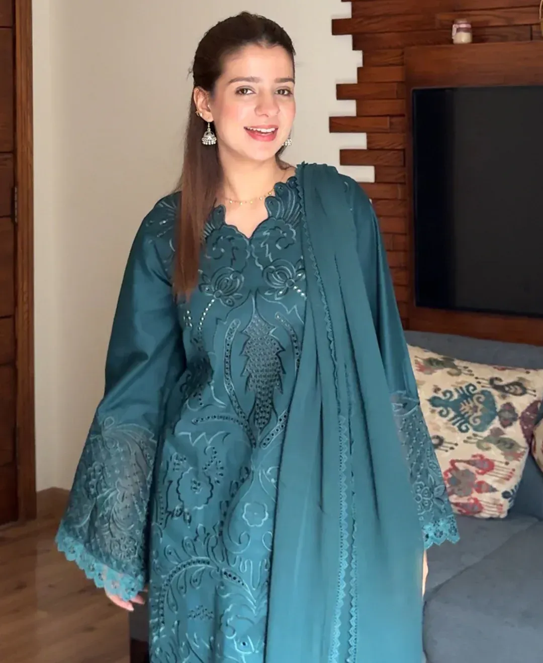 Teal Majestique - Lawn Cotton Embroidered Dress — Buy Online in Pakistan | Cash on Delivery