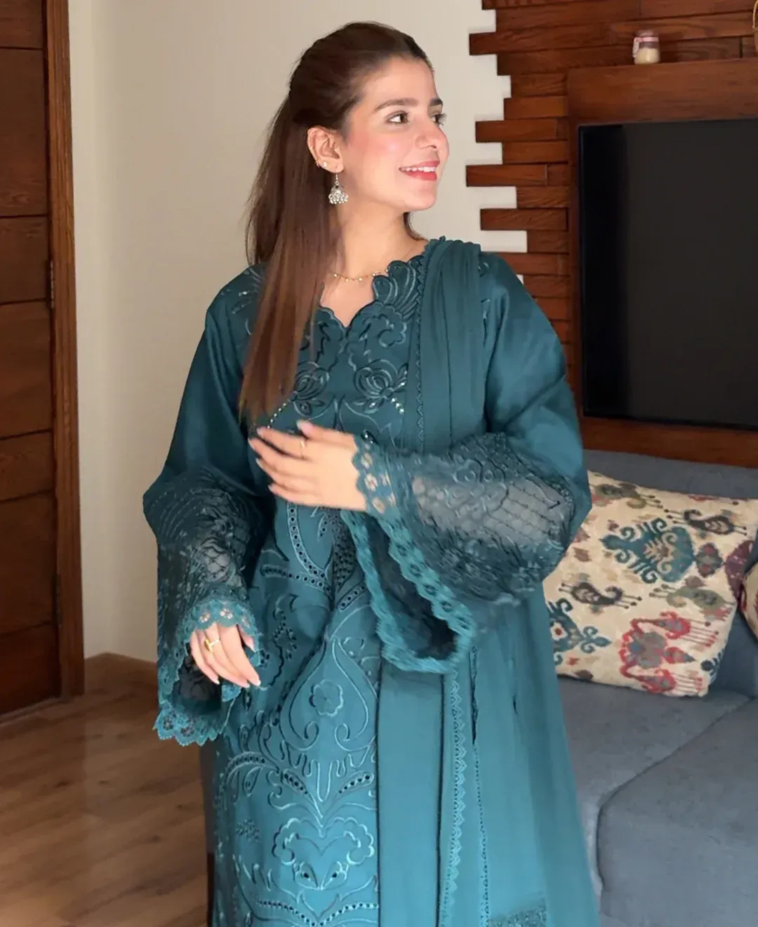 Teal Majestique - Lawn Cotton Embroidered Dress — Buy Online in Pakistan | Cash on Delivery