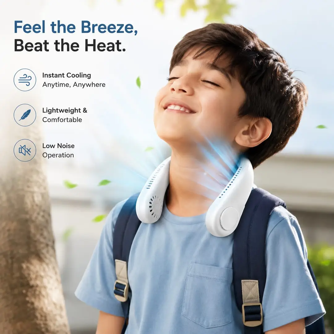 Portable Neck Fan - 1 Pc White Personal Cooling Device