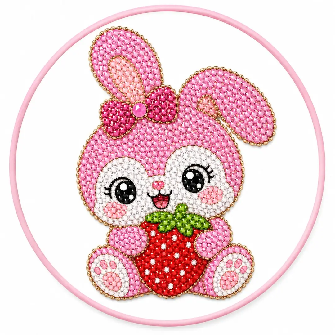 3D DIY Diamond Painting Kit  with frame - Full Drill Round - Cute Cartoon  - Random Design - Kids Wall Decor - Birthday Gift for Girls - Stress Relief Hobby - All Tools Included