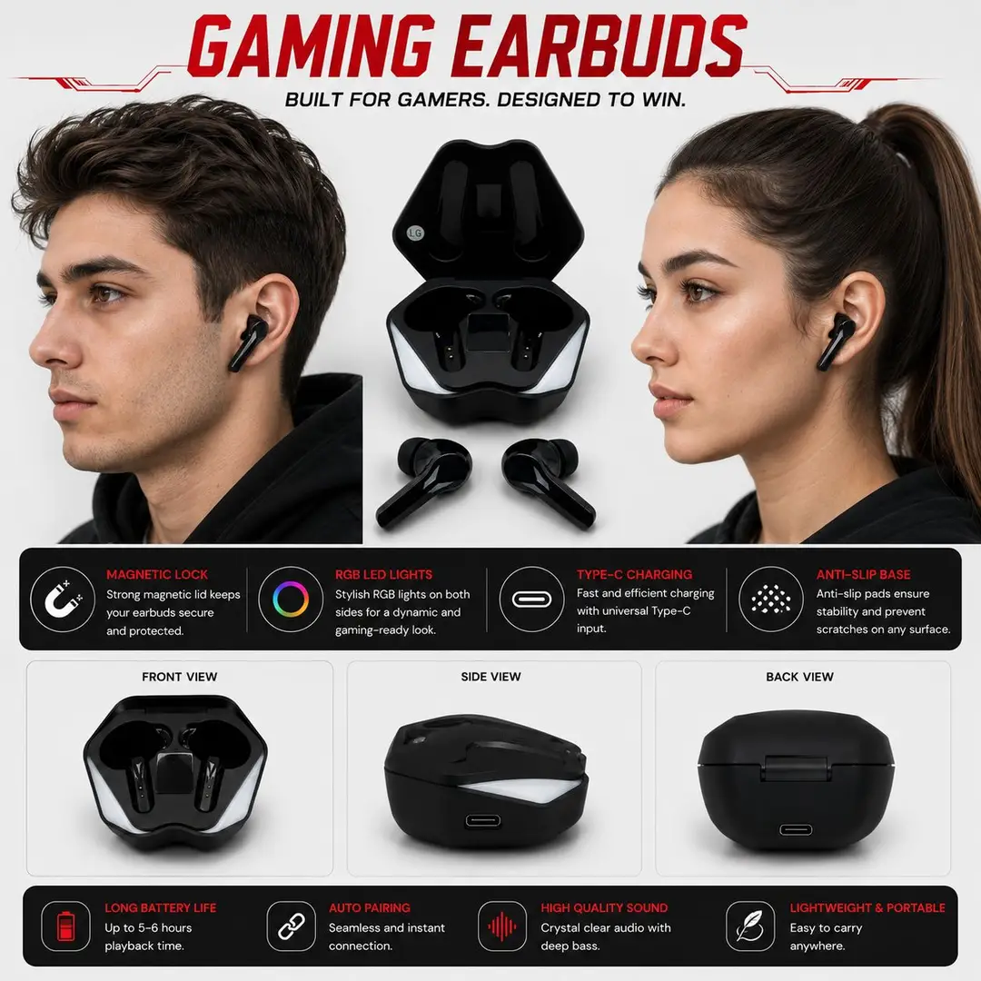 M04 Air pod Wireless Bluetooth Earphones - Stereo Sound with English Voice Prompt and Low Power Consumption