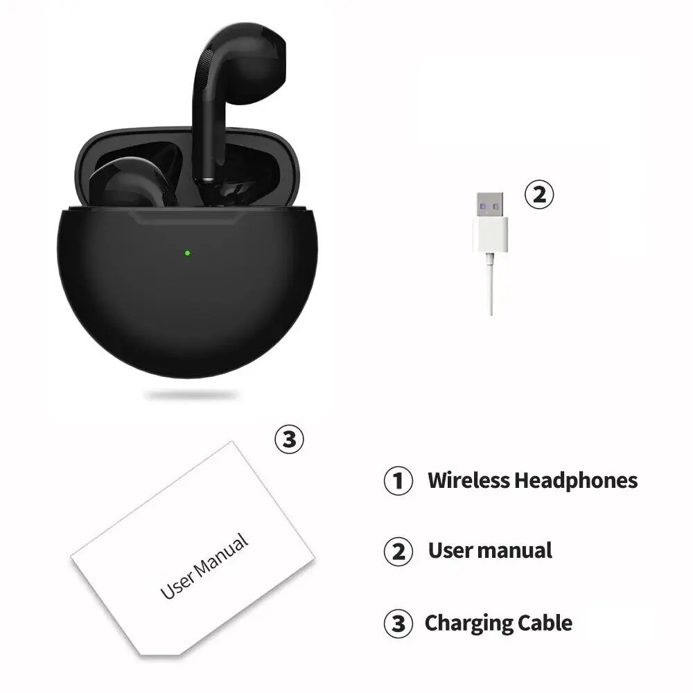 Pro 6 Wireless Earbuds + Charging Case