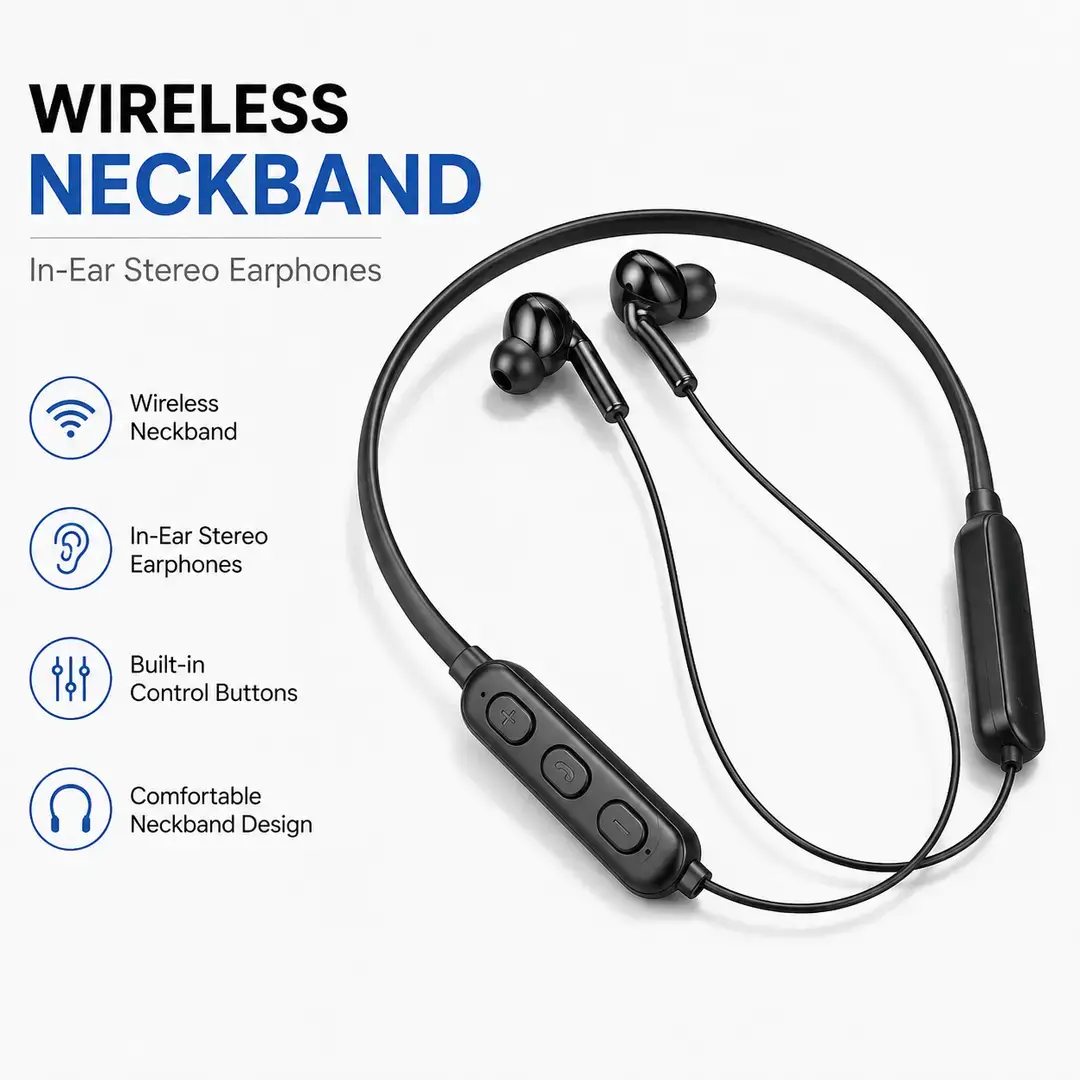Neckband Headphones Wireless Bluetooth 5.2 Earphones LED Display Headset Sport Noise Cancel Earbuds with Mic