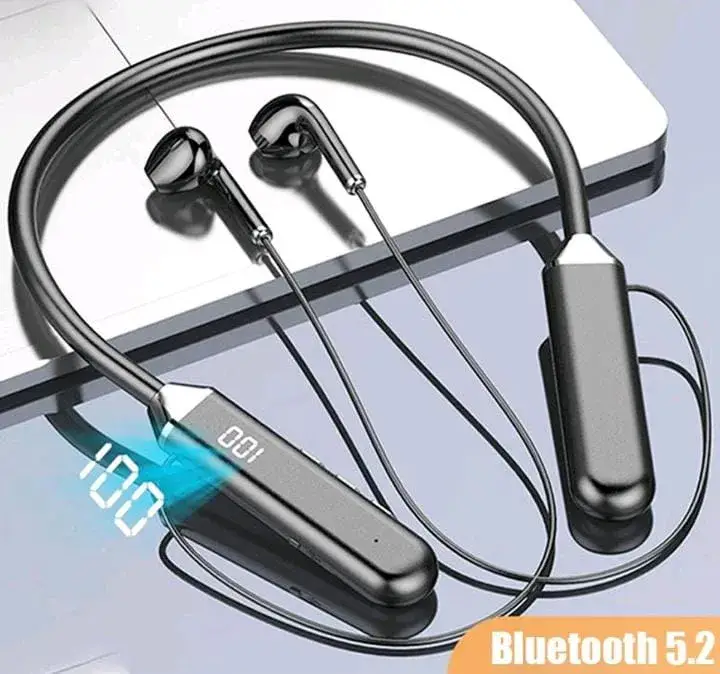 Magnetic Neckband Headphones Wireless Bluetooth 5.2 Earphones LED Display Headset Sport Noise Cancel Earbuds with Mic
