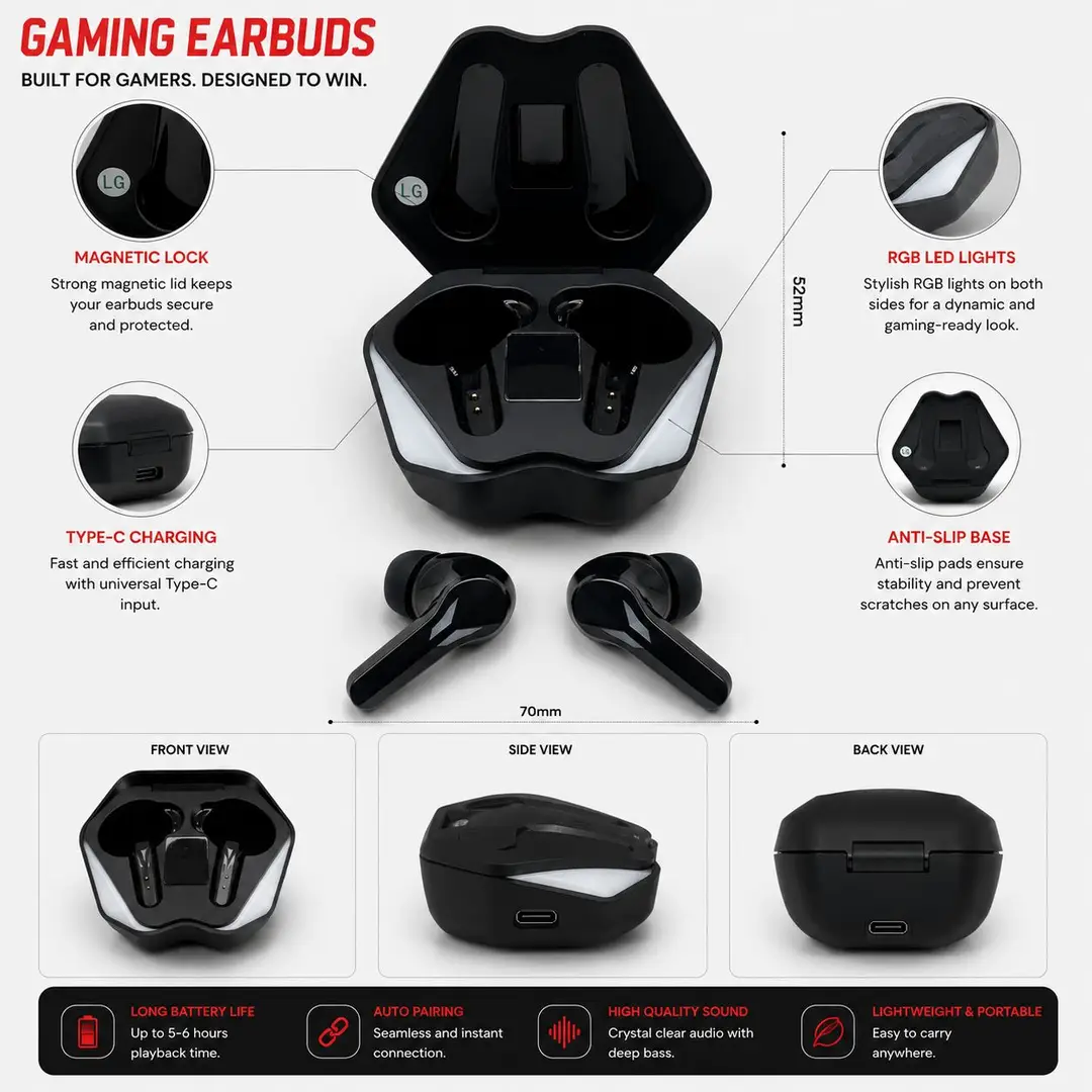 Air pod Wireless Bluetooth Earphones - Stereo Sound with English Voice Prompt and Low Power Consumption