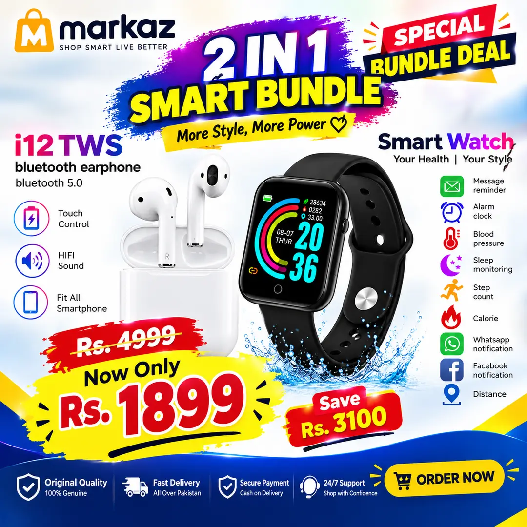 Earbuds & Watch Bundle Wireless Earbuds – Bluetooth 5.0