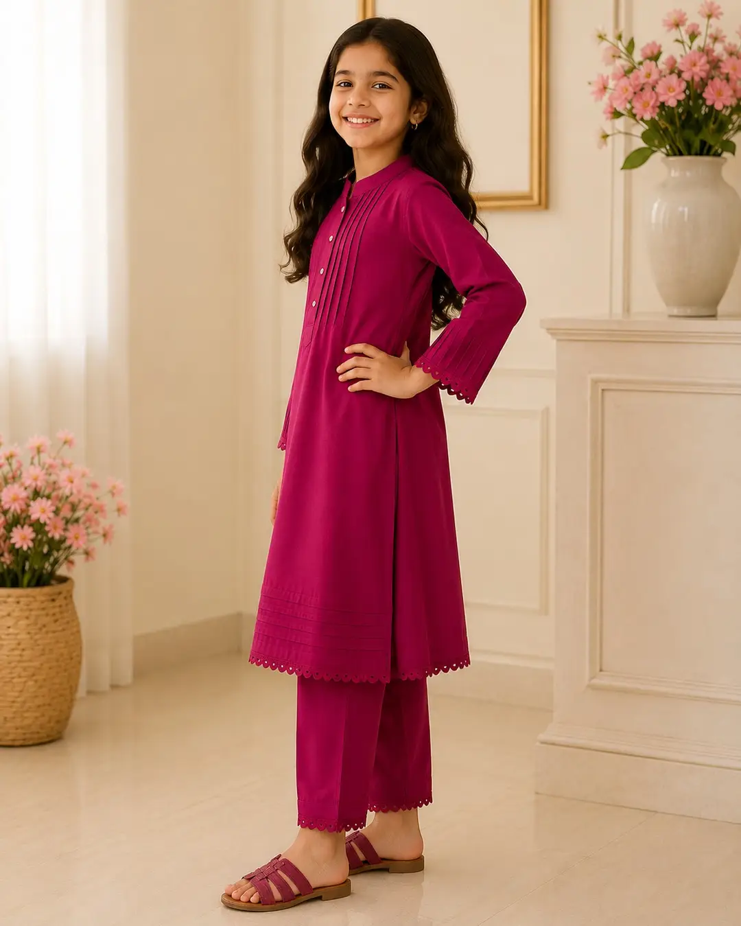 Charming Girl's Georgette Kurta and Trouser Set - 2 Pcs