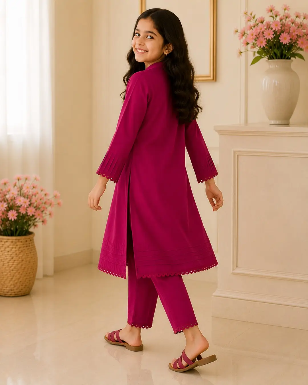 Charming Girl's Georgette Kurta and Trouser Set - 2 Pcs