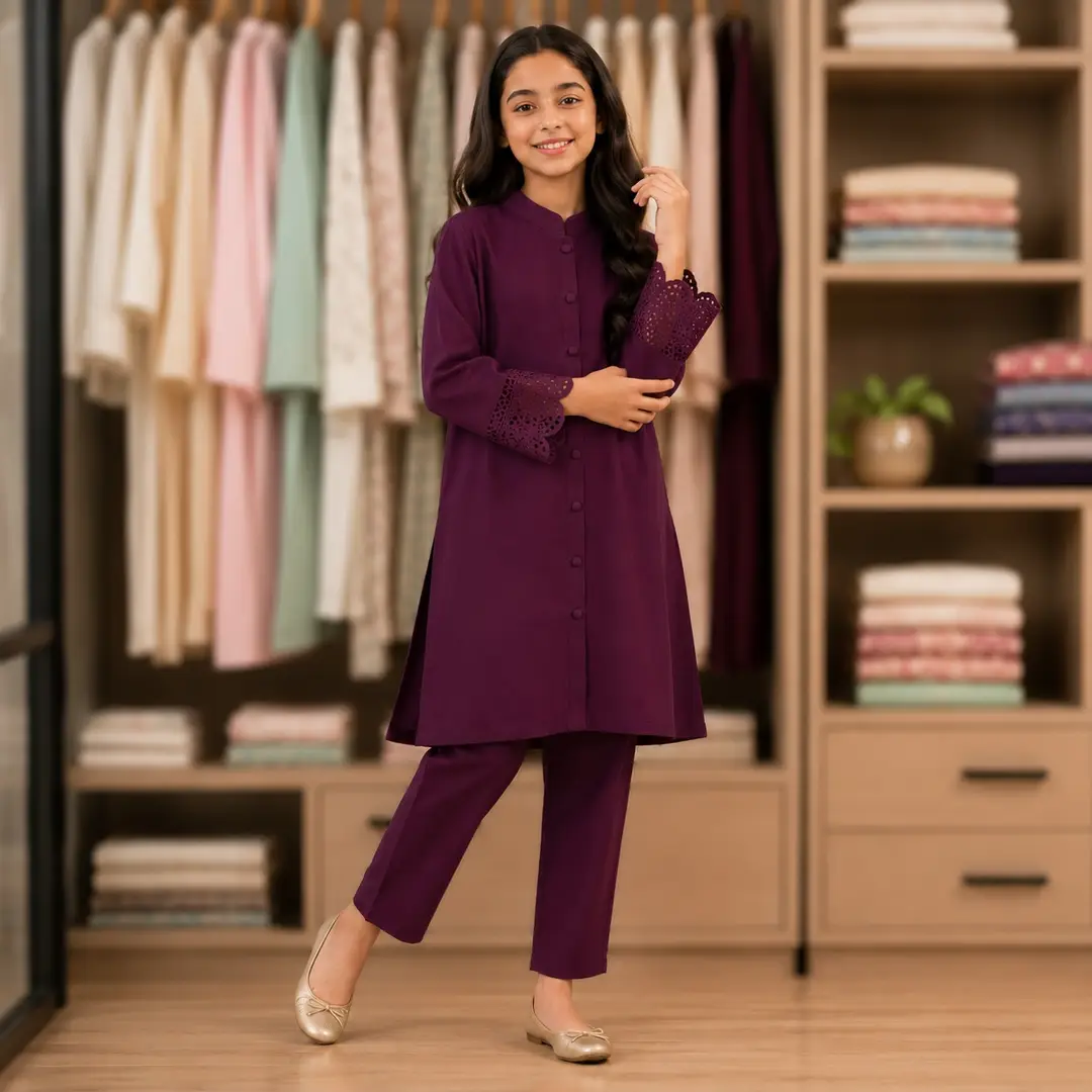 Elegant Girl's Georgette Kurta And Trouser Set - 2 Pcs
