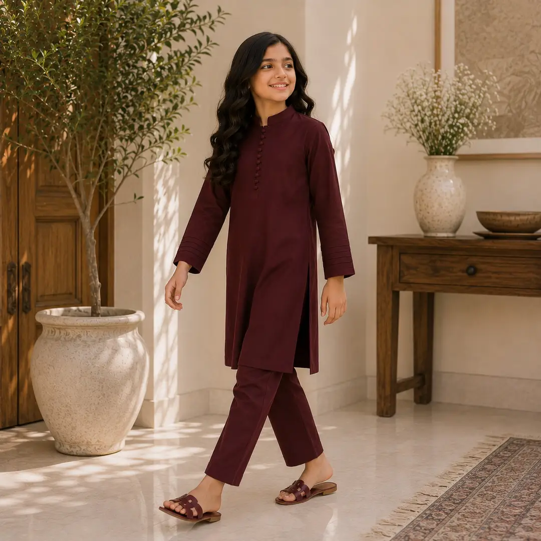 Stylish Girl's Georgette Kurta and Trouser Set - 2 Pcs