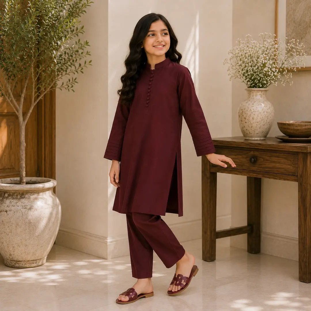 Stylish Girl's Georgette Kurta and Trouser Set - 2 Pcs