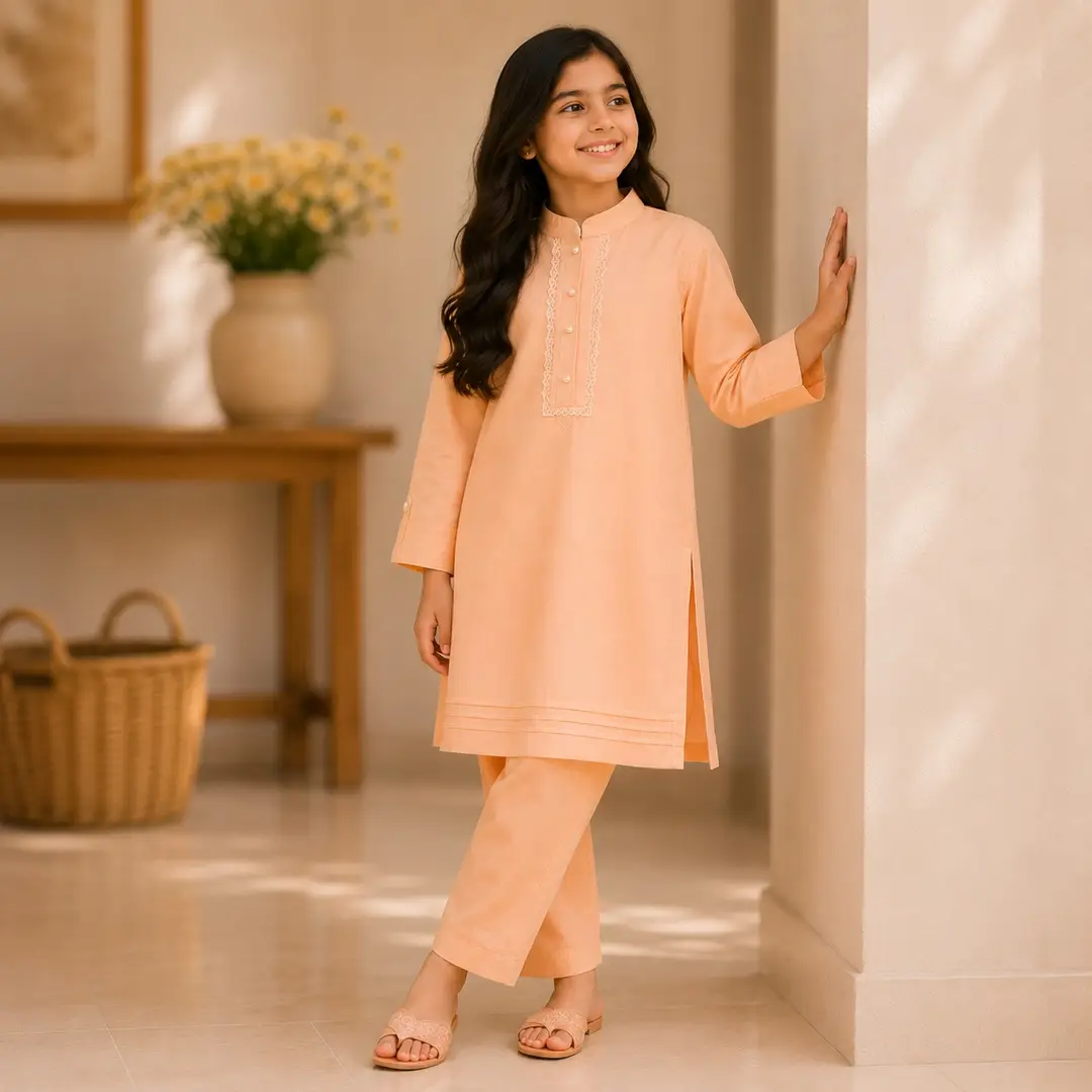 Chic Georgette Kurta and Trouser Set for Girls - 2 Pcs