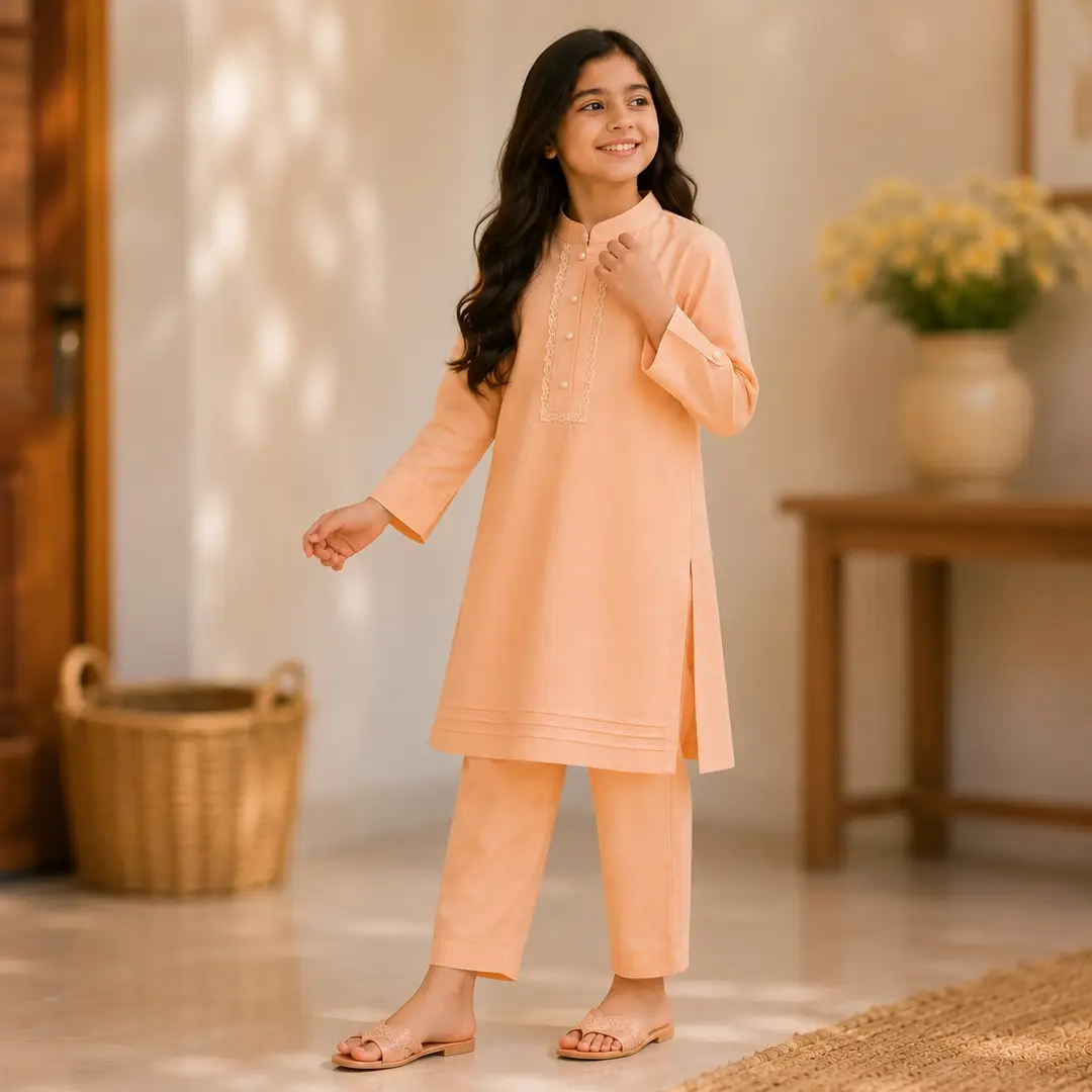 Chic Georgette Kurta and Trouser Set for Girls - 2 Pcs