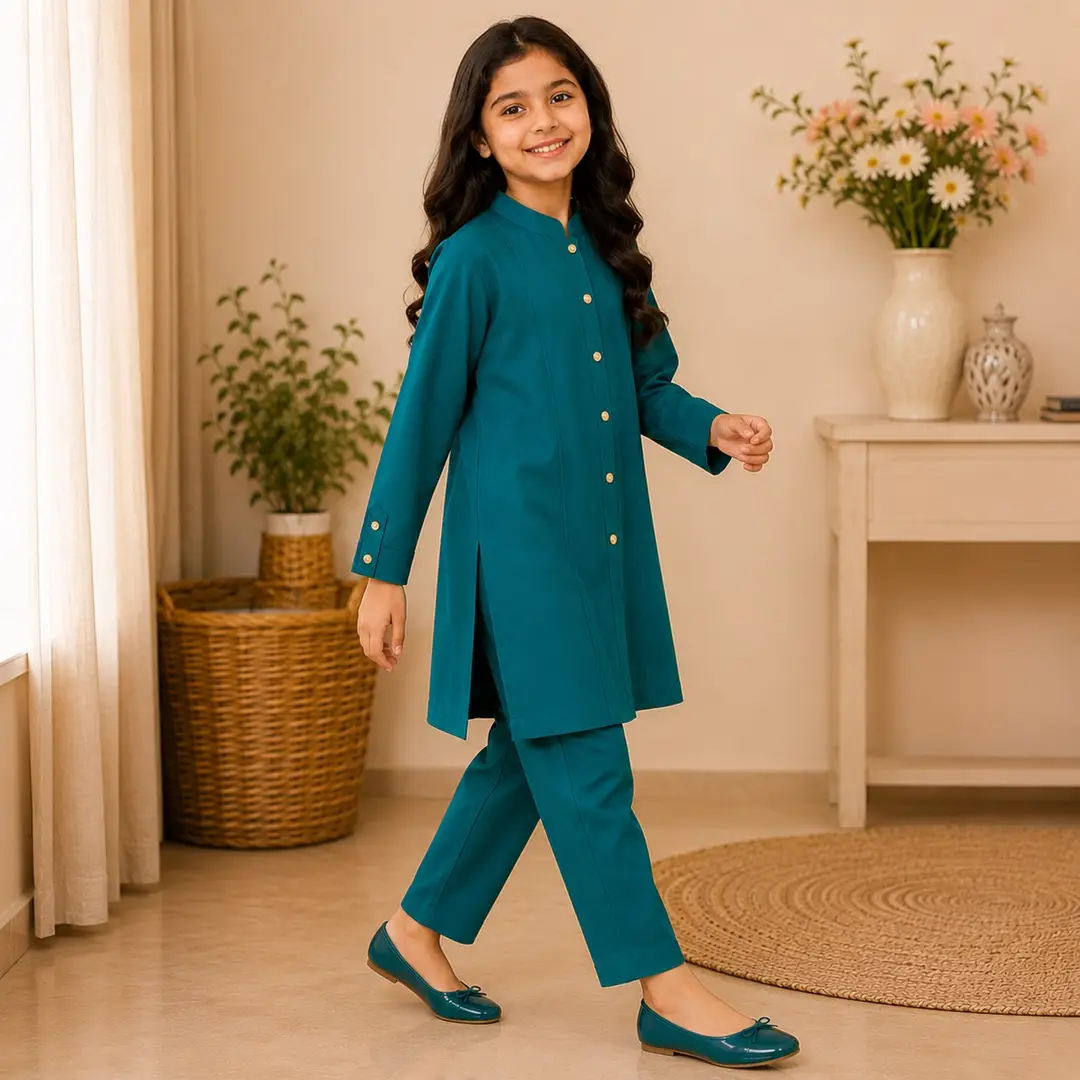 Stylish Girl's Kurta And Trouser Set - 2 Pcs in Georgette