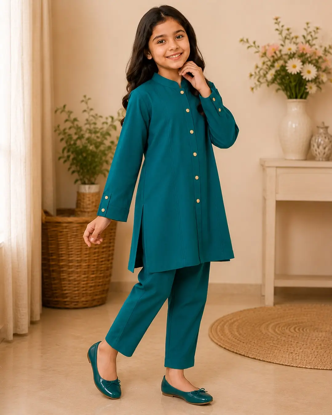 Stylish Girl's Kurta And Trouser Set - 2 Pcs in Georgette